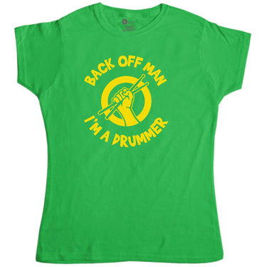 Back Off Man I'm A Drummer Funny T-Shirt for Women 8Ball